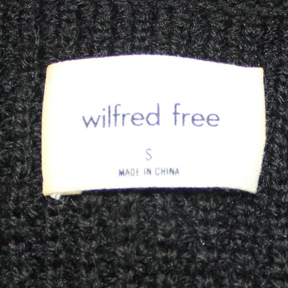 Aritzia Wilfred Free Black Walter Waffle Knit Merino Wool V-neck Sweater Sz S - Picture 6 of 8